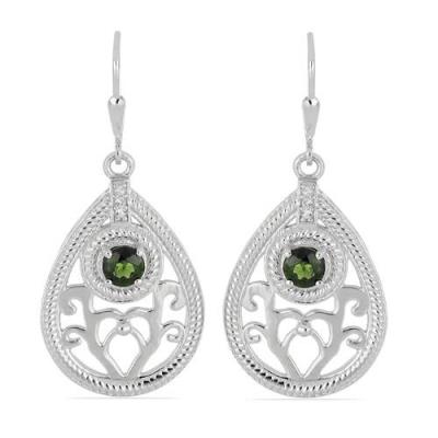 BUY 925 STERLING SILVER CHROME DIOPSIDE GEMSTONE FANCY EARRINGS – WHOLESALE